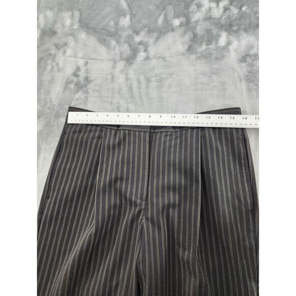 Vintage Liz Claiborne Kylie Pin Striped Pleated Trouser Pants Size 14P Black Tan - Picture 11 of 15